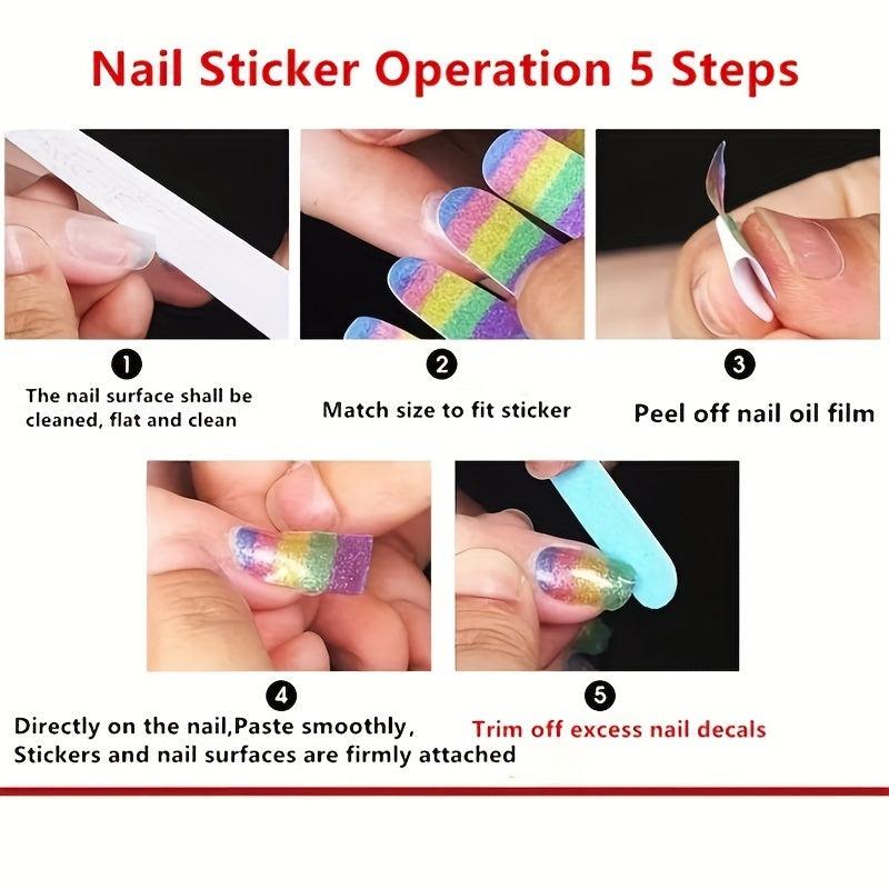 Red Full Wrap Nail Polish Stickers Self Adhesive Nail Art Decal Strips