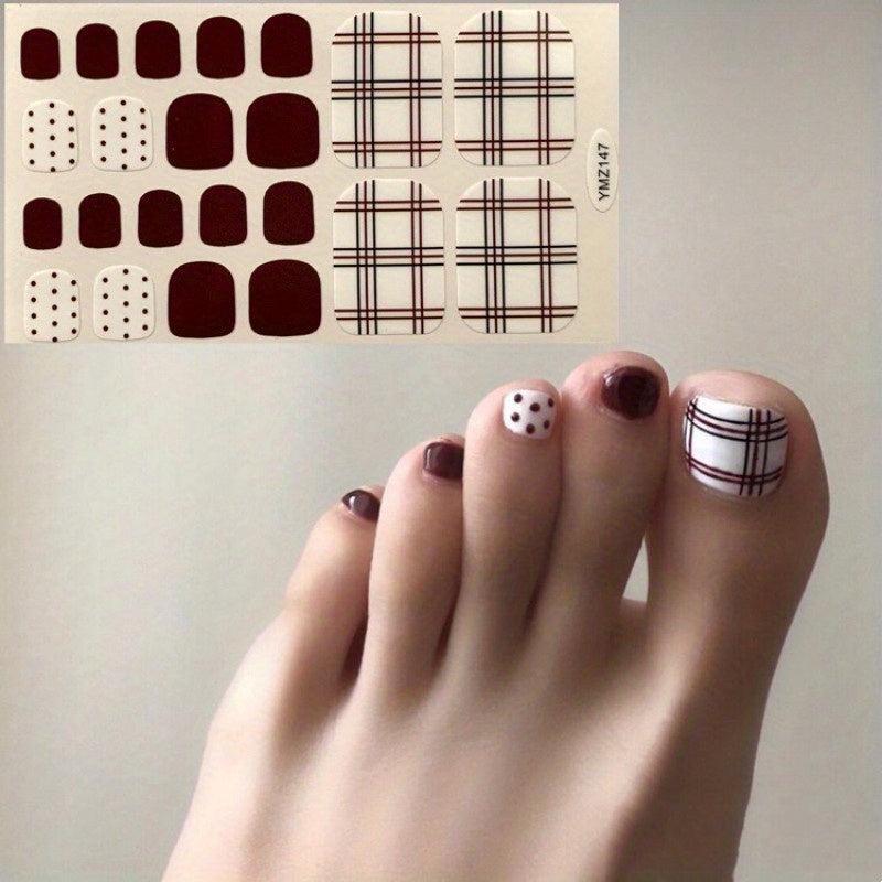 Red Full Wrap Nail Polish Stickers Self Adhesive Nail Art Decal Strips