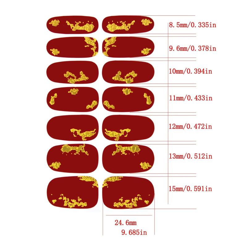 Red Nail Polish Strips Stickers Glitter Full Nail Wraps for Women Girls