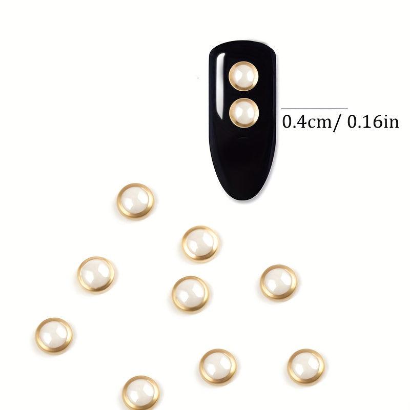 200Pcs 3D Nail Art Decorations 4mm Colorful Rhjsonestones Pearl Charm