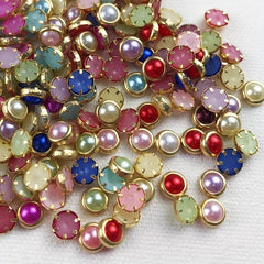 200Pcs 3D Nail Art Decorations 4mm Colorful Rhjsonestones Pearl Charm