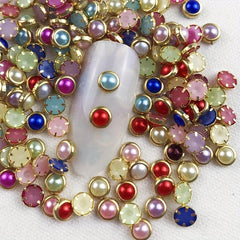 200Pcs 3D Nail Art Decorations 4mm Colorful Rhjsonestones Pearl Charm