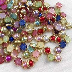 200Pcs 3D Nail Art Decorations 4mm Colorful Rhjsonestones Pearl Charm