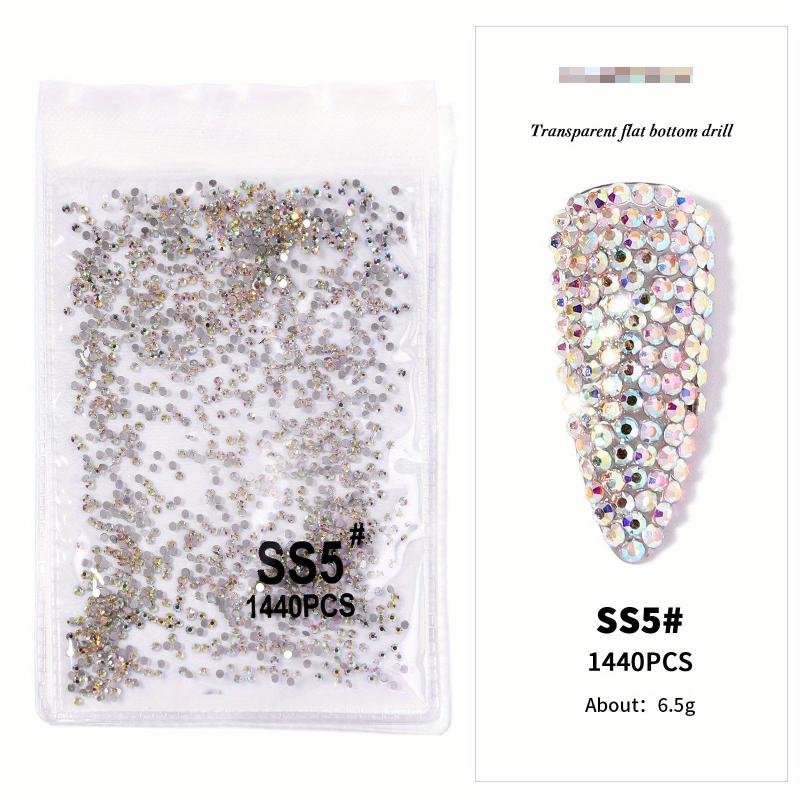 1440pcs Mixed Size Flat Back Glass Rhinestones for Nail Art DIY