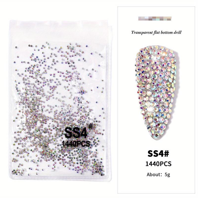 1440pcs Mixed Size Flat Back Glass Rhinestones for Nail Art DIY