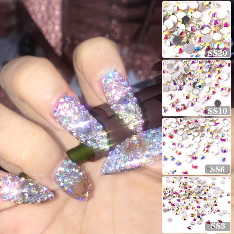 1440pcs Mixed Size Flat Back Glass Rhinestones for Nail Art DIY