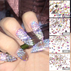 1440pcs Mixed Size Flat Back Glass Rhinestones for Nail Art DIY