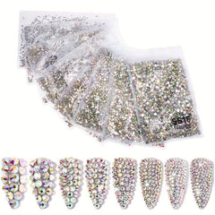 1440pcs Mixed Size Flat Back Glass Rhinestones for Nail Art DIY