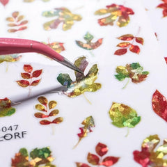 6pcs Fall Maple Leaf Nail Art Sticker Set Self Adhesive Decal 3D Nail Sticker