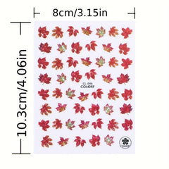 6pcs Fall Maple Leaf Nail Art Sticker Set Self Adhesive Decal 3D Nail Sticker