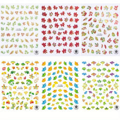 6pcs Fall Maple Leaf Nail Art Sticker Set Self Adhesive Decal 3D Nail Sticker