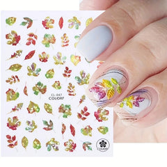 6pcs Fall Maple Leaf Nail Art Sticker Set Self Adhesive Decal 3D Nail Sticker