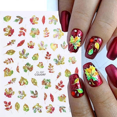 6pcs Fall Maple Leaf Nail Art Sticker Set Self Adhesive Decal 3D Nail Sticker