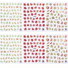 6pcs Fall Maple Leaf Nail Art Sticker Set Self Adhesive Decal 3D Nail Sticker