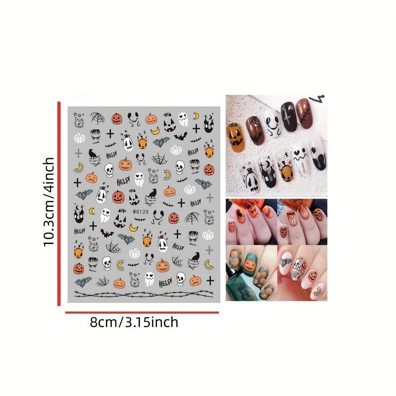Halloween Nail Stickers Ghost Skull Nail Decals 3D Self Adhesive Stickers