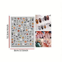 Halloween Nail Stickers Ghost Skull Nail Decals 3D Self Adhesive Stickers