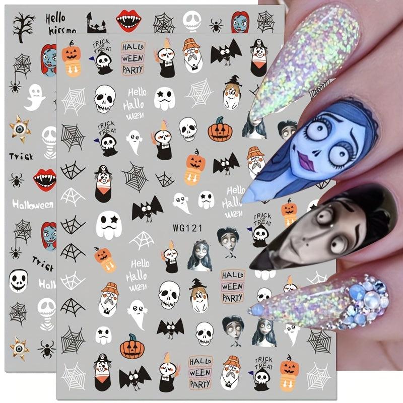 Halloween Nail Stickers Ghost Skull Nail Decals 3D Self Adhesive Stickers