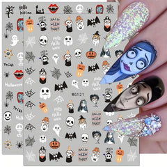 Halloween Nail Stickers Ghost Skull Nail Decals 3D Self Adhesive Stickers