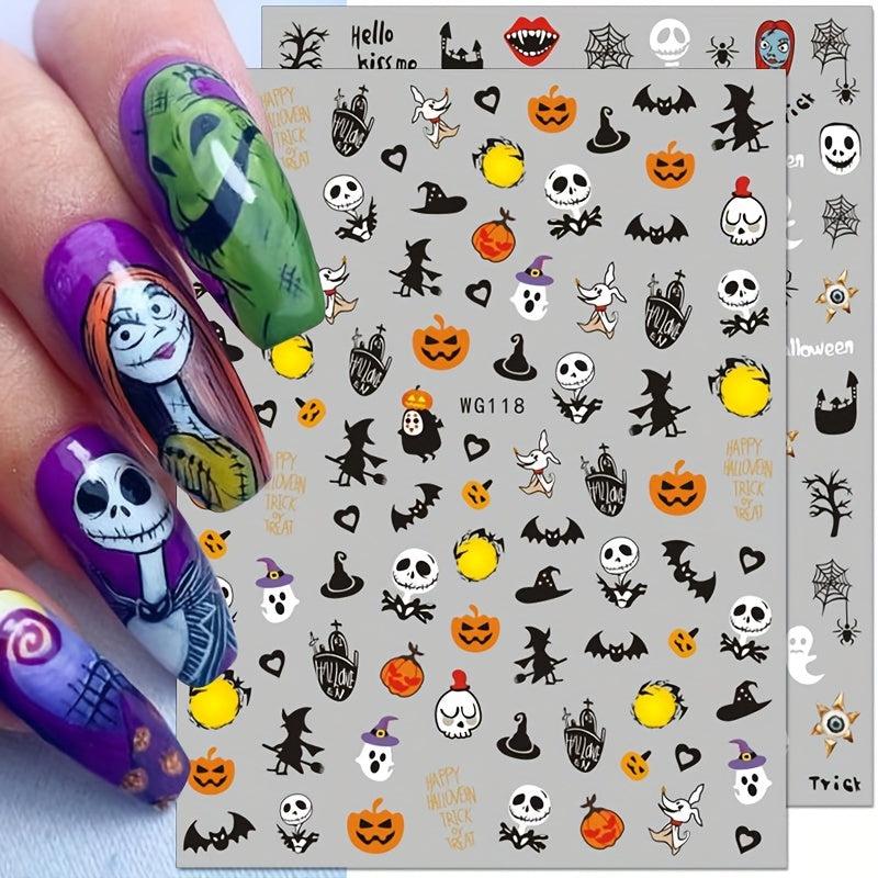 Halloween Nail Stickers Ghost Skull Nail Decals 3D Self Adhesive Stickers