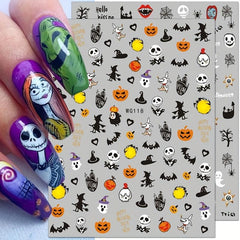 Halloween Nail Stickers Ghost Skull Nail Decals 3D Self Adhesive Stickers