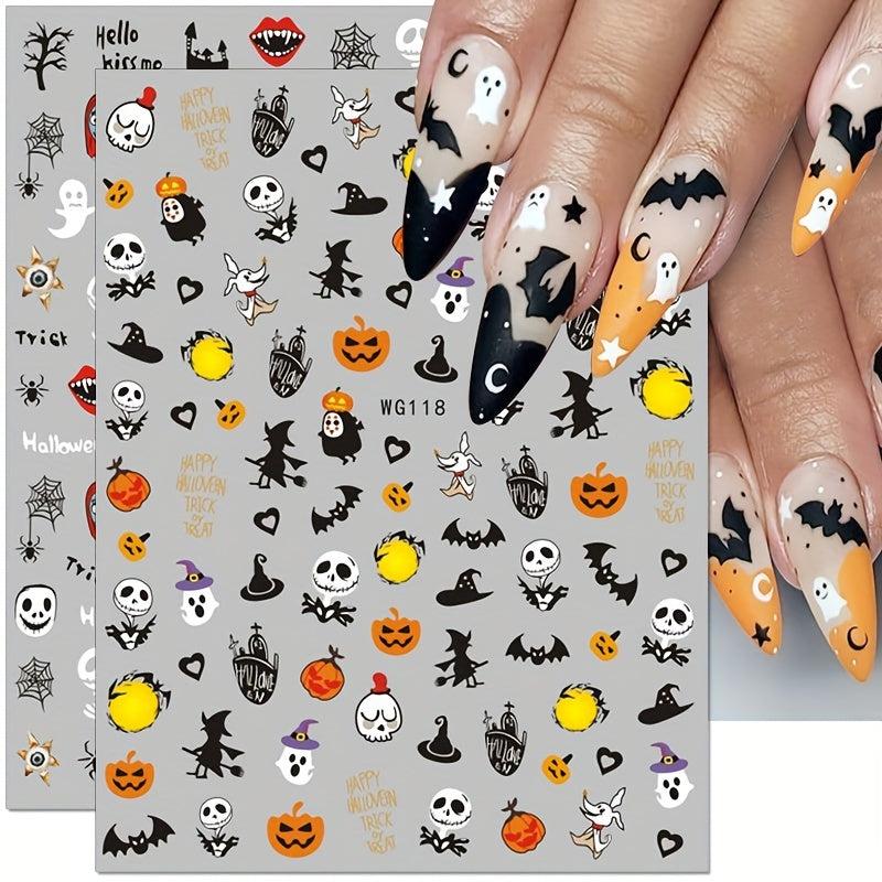 Halloween Nail Stickers Ghost Skull Nail Decals 3D Self Adhesive Stickers