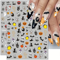 Halloween Nail Stickers Ghost Skull Nail Decals 3D Self Adhesive Stickers