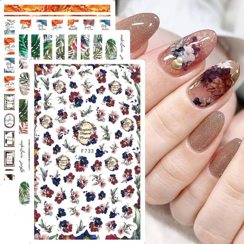 1 Pcs Flower Nail Stickers For Nail Art Self Adhesive Stickers For Women Nails