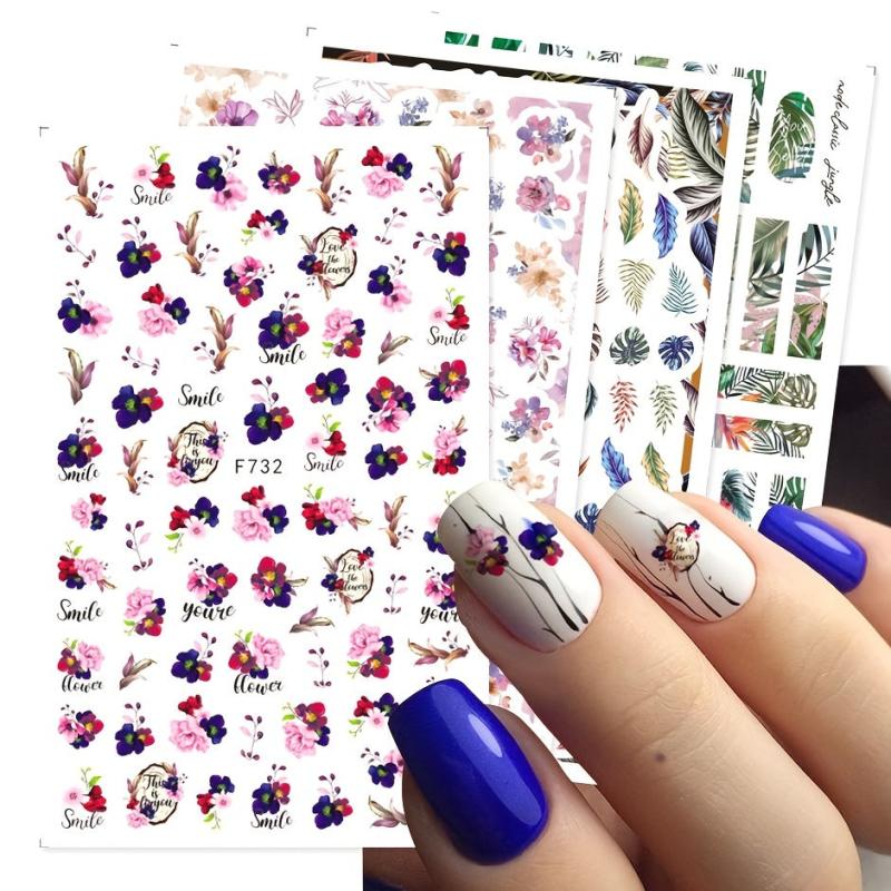 1 Pcs Flower Nail Stickers For Nail Art Self Adhesive Stickers For Women Nails