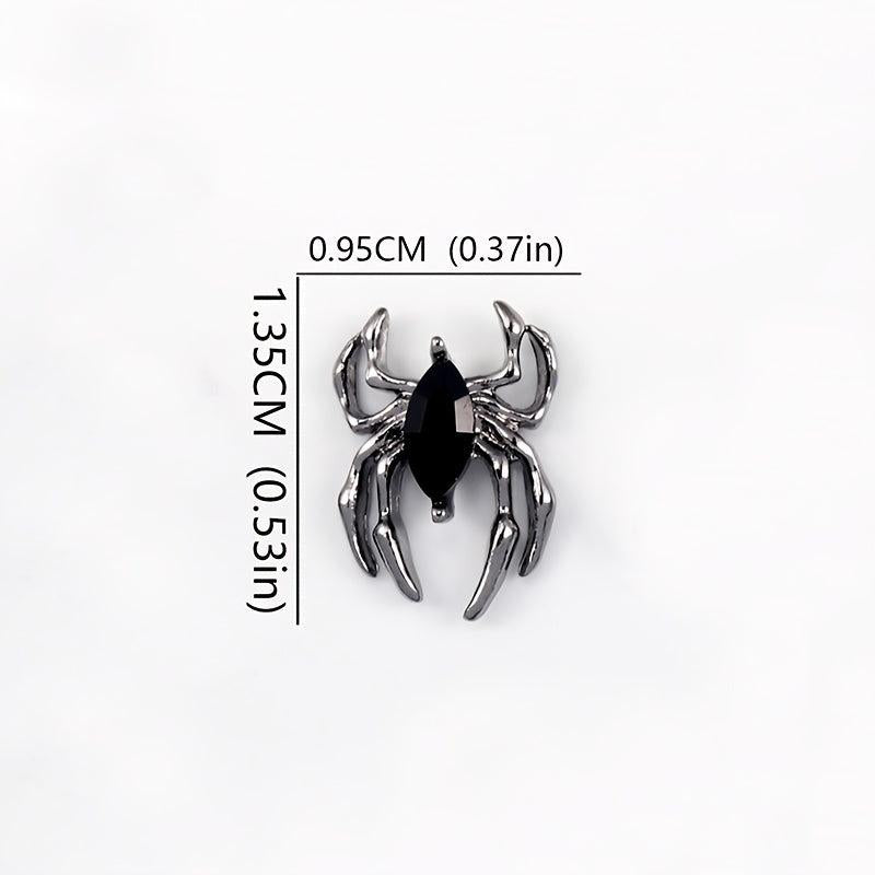 10pcs Halloween Spider Nail Art Charms With Rhinestones 3D Alloy Spider Nail Gem