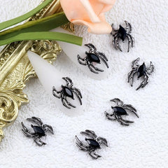 10pcs Halloween Spider Nail Art Charms With Rhinestones 3D Alloy Spider Nail Gem