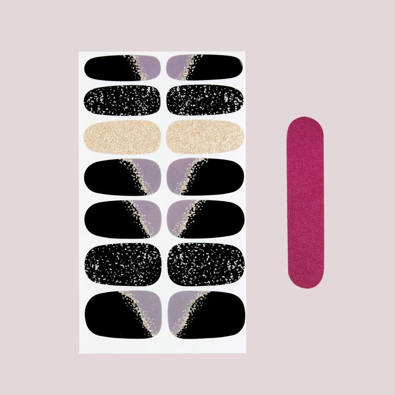Glitter Nail Polish Stickers Self Adhesive Decal Strips With Manicure Kit