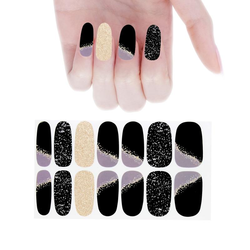 Glitter Nail Polish Stickers Self Adhesive Decal Strips With Manicure Kit