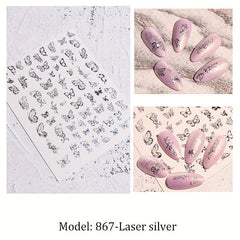 Y2K 3D Butterfly Nail Art Stickers Golden & Silver Shapes DIY Decoration