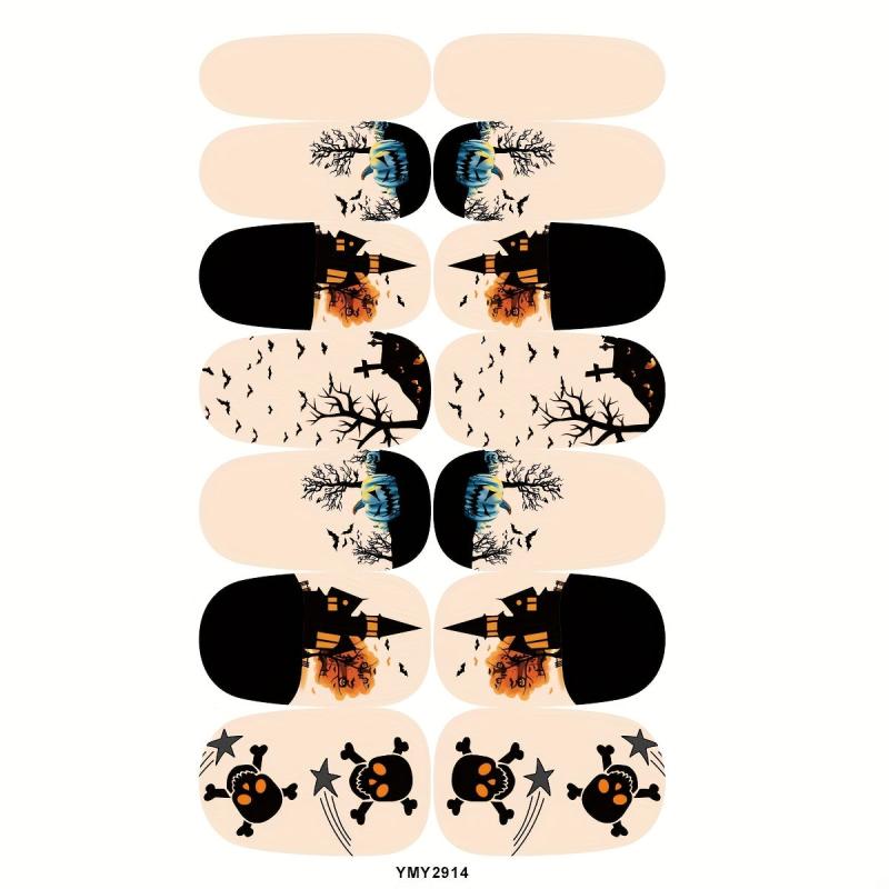 8 Sheets Halloween Nail Art Stickers Pumpkin Ghost Nail Art Decals