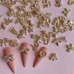 3D Nail Jewelry Kit with Pearl Zircon Diamond Butterfly Designs