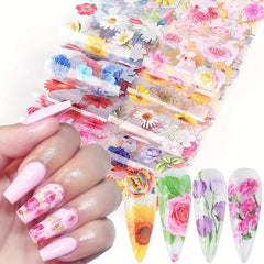 10 Maple Leaf Art Foil Transfer Stickers Fall Nail Decal Holographic Thanks