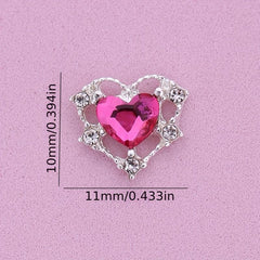 10pcs 3D Heart Nail Charms & Rhinestone Crystals Nail Gems
