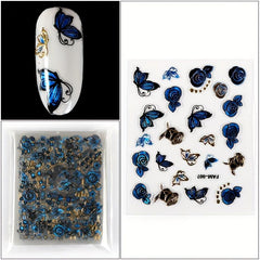 30 Pcs 3D Nail Art Sticker Decals Mixed Designs Adhesive Flower Butterfly Set