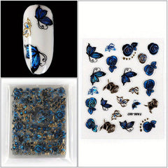 30 Pcs 3D Nail Art Sticker Decals Mixed Designs Adhesive Flower Butterfly Set