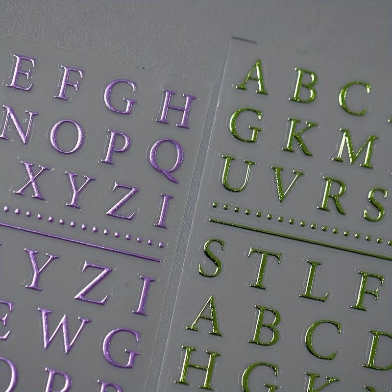 5D Embossed Laser Alphabet Nail Art Stickers Bronzing Letter Nail Decals