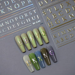 5D Embossed Laser Alphabet Nail Art Stickers Bronzing Letter Nail Decals