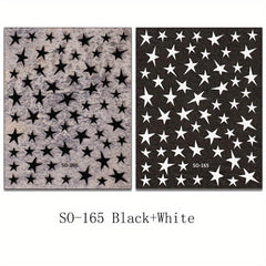 Metallic Mirror Nail Stickers - Golden Silvery Star Manicure Decals