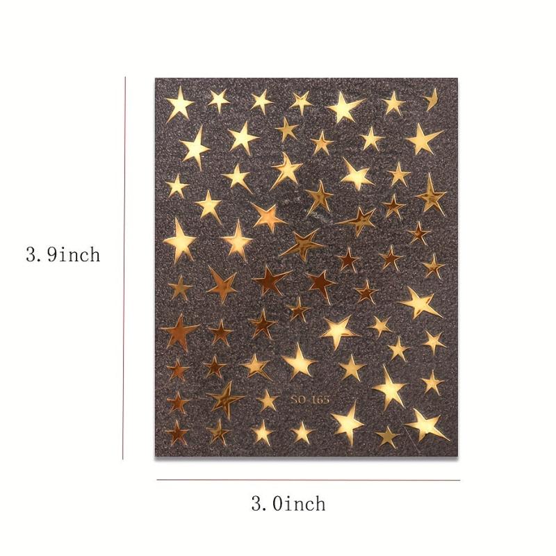 Metallic Mirror Nail Stickers - Golden Silvery Star Manicure Decals