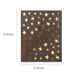 Metallic Mirror Nail Stickers - Golden Silvery Star Manicure Decals