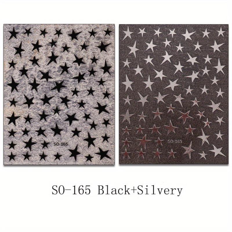 Metallic Mirror Nail Stickers - Golden Silvery Star Manicure Decals