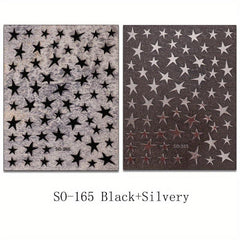 Metallic Mirror Nail Stickers - Golden Silvery Star Manicure Decals