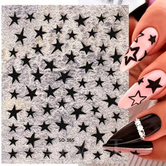 Metallic Mirror Nail Stickers - Golden Silvery Star Manicure Decals