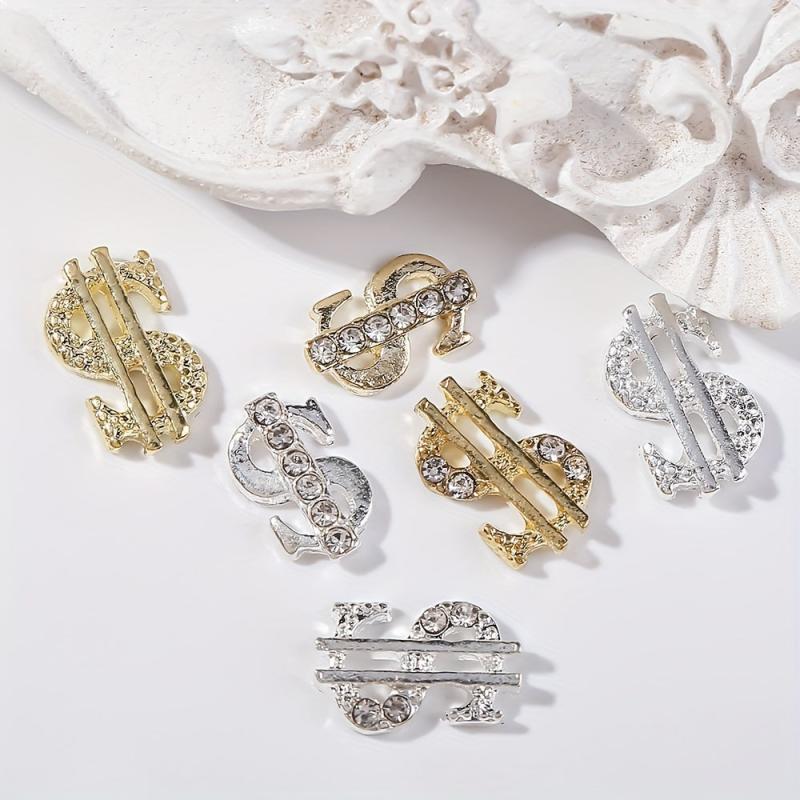 16 PCS Money Dollar Nail Charms 3D Nail Rhinestone Art Decorations