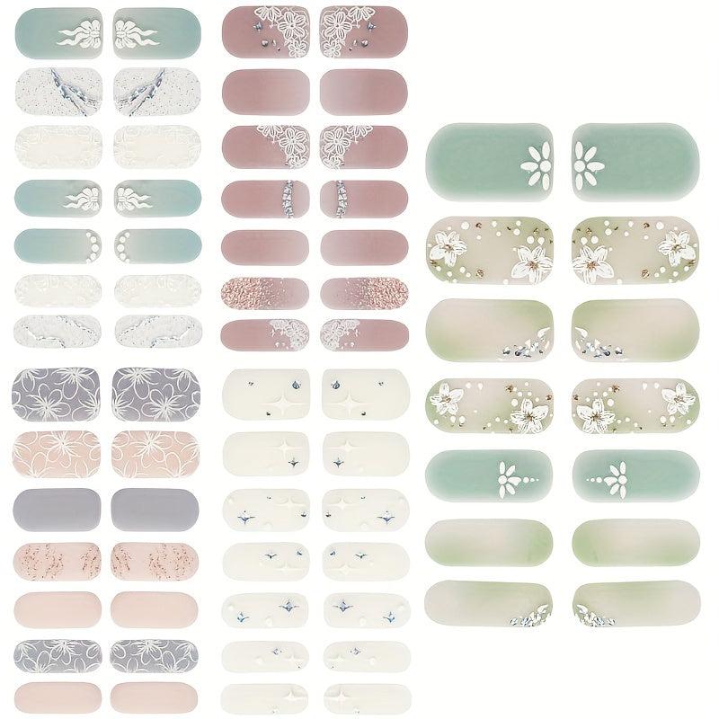 Flower Nail Polish Stickers + 2 Nail Files - Xmas Parties Gel Nail Decals