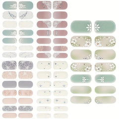 Flower Nail Polish Stickers + 2 Nail Files - Xmas Parties Gel Nail Decals